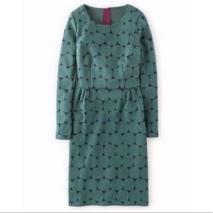 Boden Geo Print Ponte Dress 4 Regular Green Shift (G)